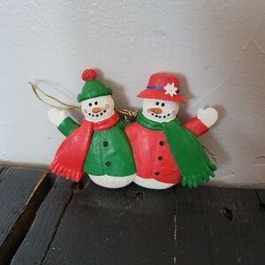 Papel Giftware Snowman Couple Christmas Tree Ornament Red Green Man Woman Gift